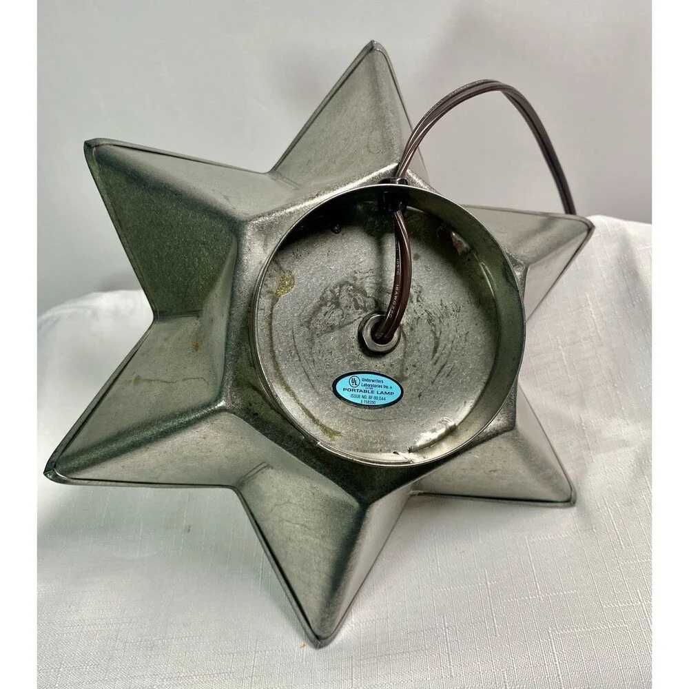 Vintage Tin Star Lamp Prim Cottagecore Decor Electric Light Works